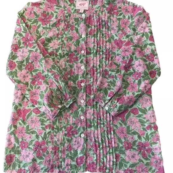 Banjanan Cotton Floral Blouse EUC Size Small Perfect for summer! - Picture 1 of 8